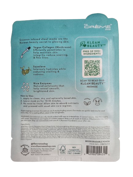Crover - The Crème Shop Klean Beauty™ Vegan Collagen Face Sheet Mask