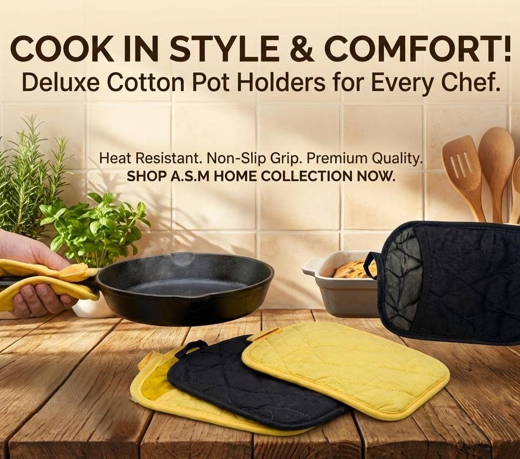 Crover - Heat Resistant Cotton Pot Holder - Yellow, 9x7 Kitchen
