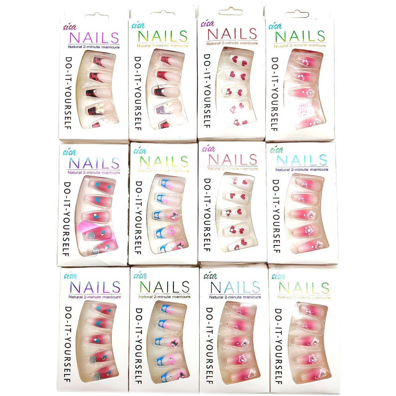 Diacly - Heart Flower Press On Nails 12 Count