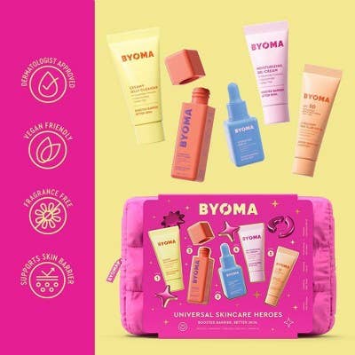 This is Beauty - BYOMA Universal Skincare Heroes Gift Set with Makeup Bag 5pc - Imperfect Box
