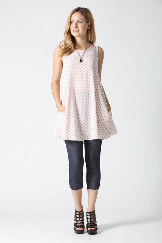42POPS - 0222 Polka Dot Pocket Sleeveless Swing Tunic SI-5054