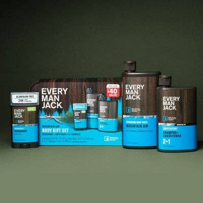 This is Beauty - Every Man Jack Mountain Air Holiday Body Dopp Bag Gift Set 3ct - New