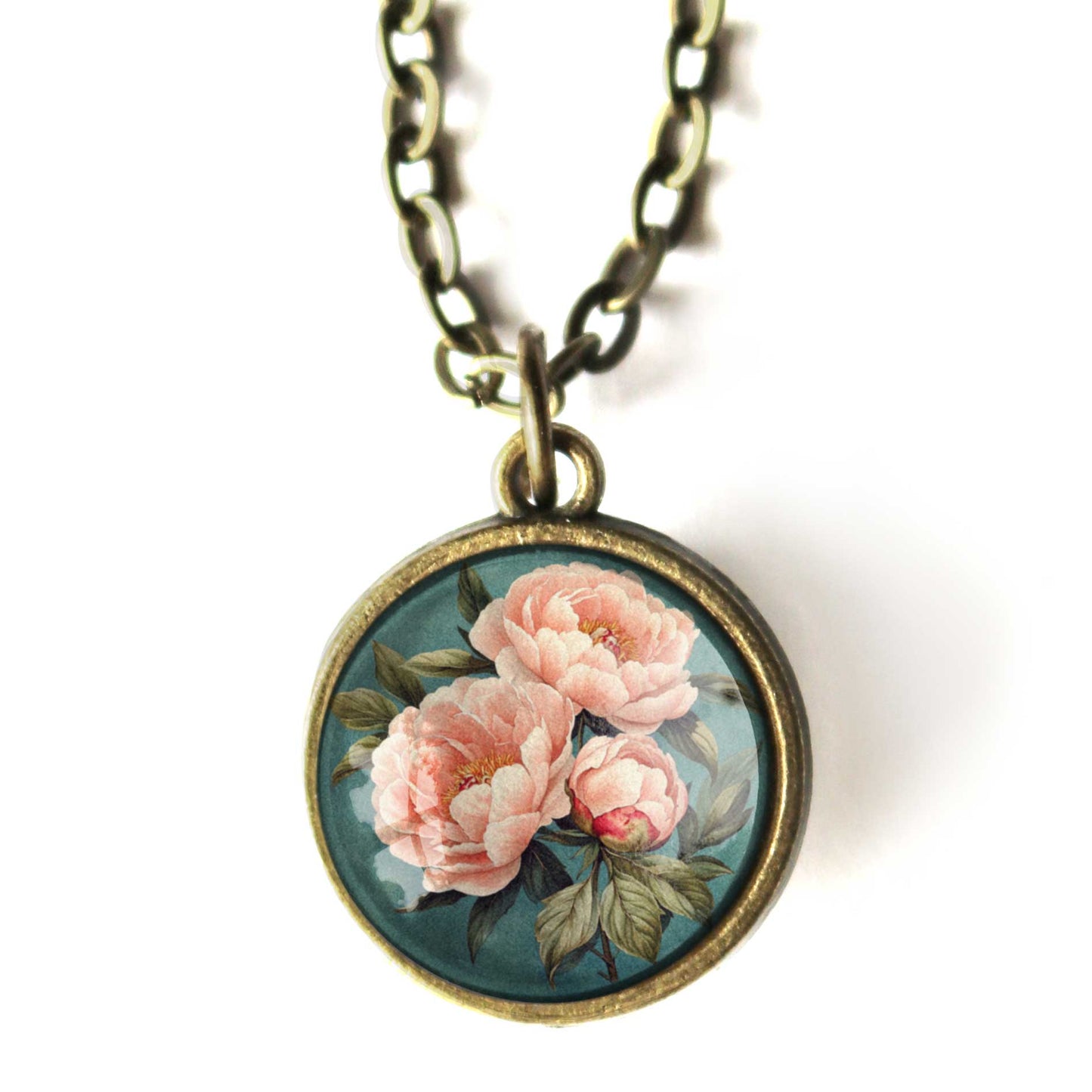 The Divine Iguana - Pink Peony Simple Reversible Spring Pendant Necklace
