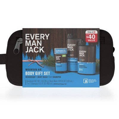 This is Beauty - Every Man Jack Mountain Air Holiday Body Dopp Bag Gift Set 3ct - New