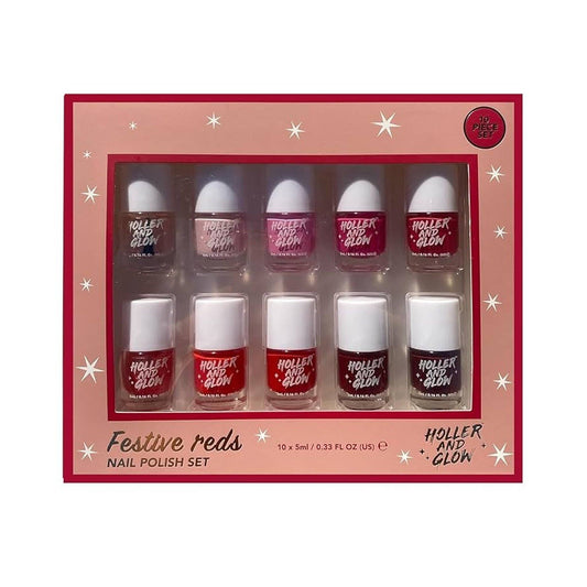 This is Beauty - Holler and Glow Festive Reds Nail Polish Gift Set 10 x 0.33fl oz - New