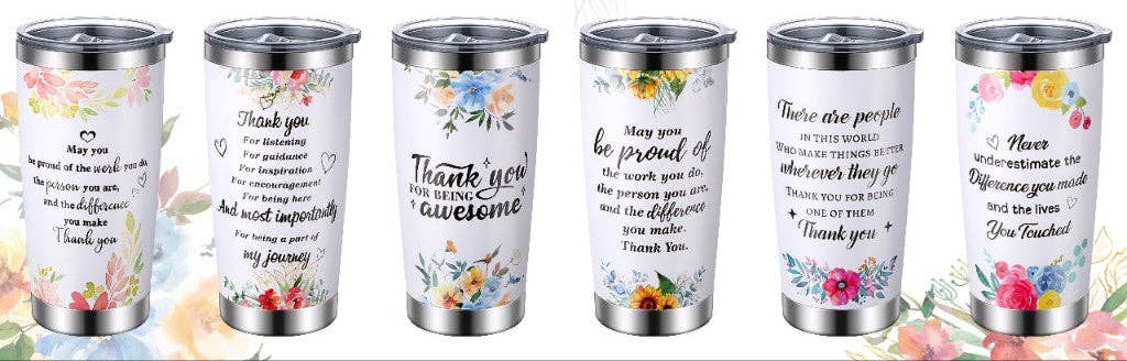 Crover - 20oz Floral Tumbler with Stainless Steel Lid & Straw