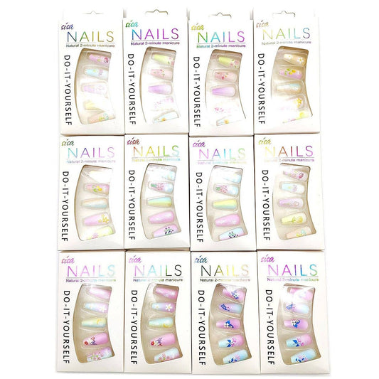 Diacly - Pastel Floral Press-On Nails - 12 Pack