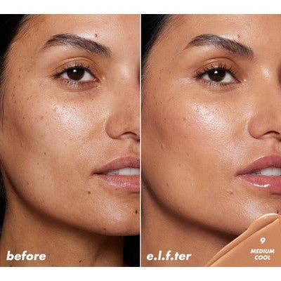 This is Beauty - E.l.f. Halo Glow Skin Tint Light Coverage Foundation Mineral SPF 50 9 Medium Cool 1 fl oz - Imperfect Box