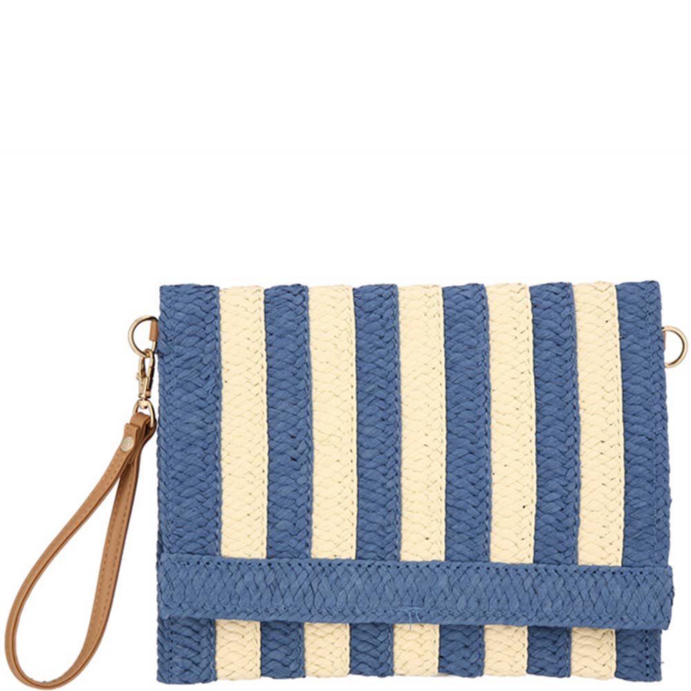 JOIA ACCESSORIES - STRIPE STRAW CLUTCH BAG, HBG 105512