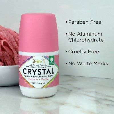 This is Beauty - Crystal 3-in-1 Natural Mineral Roll-On Deodorant Coconut + Vanilla 2.25 fl oz - New