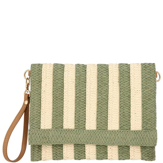 JOIA ACCESSORIES - STRIPE STRAW CLUTCH BAG, HBG 105512