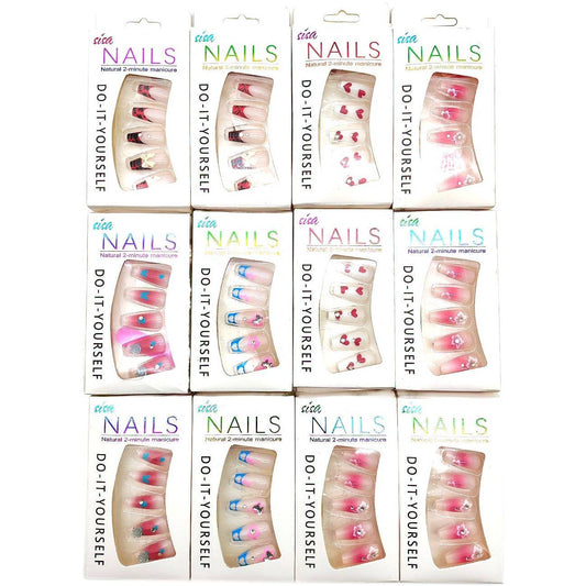 Diacly - Heart Flower Press On Nails 12 Count