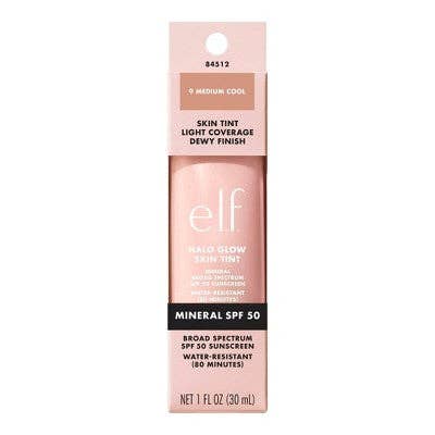 This is Beauty - E.l.f. Halo Glow Skin Tint Light Coverage Foundation Mineral SPF 50 9 Medium Cool 1 fl oz - Imperfect Box