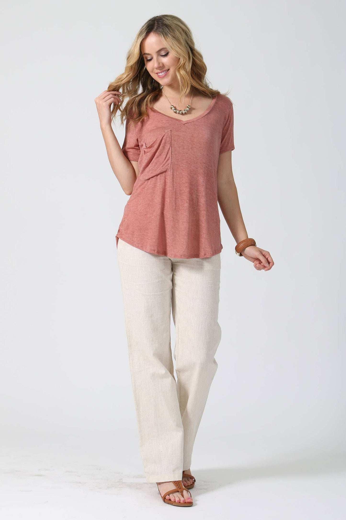 42POPS - .....SI-5058 Slouchy pocket washed vintage knit top