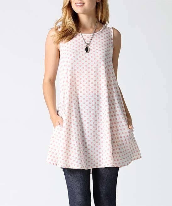 42POPS - 0222 Polka Dot Pocket Sleeveless Swing Tunic SI-5054